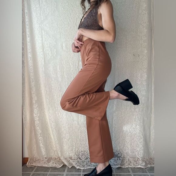 Vintage Peach High-Waisted Slacks – Women’s Elastic Waist Pants - Picture 4 of 14
